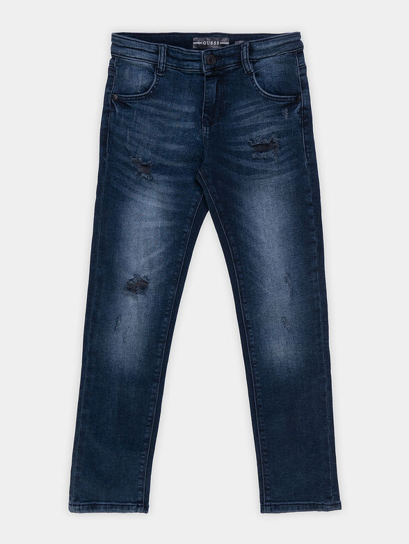 Blue jeans with distressed effect - 1
