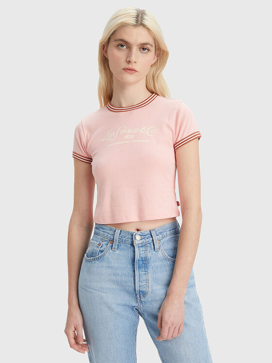 Κοντό ροζ μπλουζάκι  RINGER με στάμπα - 1