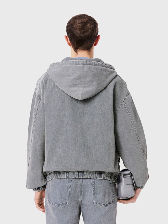 Denim jacket with hood and logo detail - 2