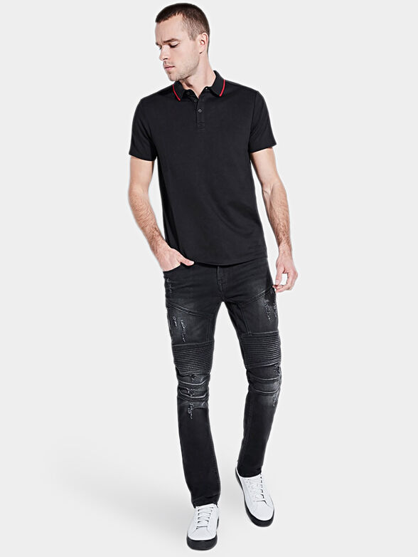 Black polo-shirt with contrasting details - 3