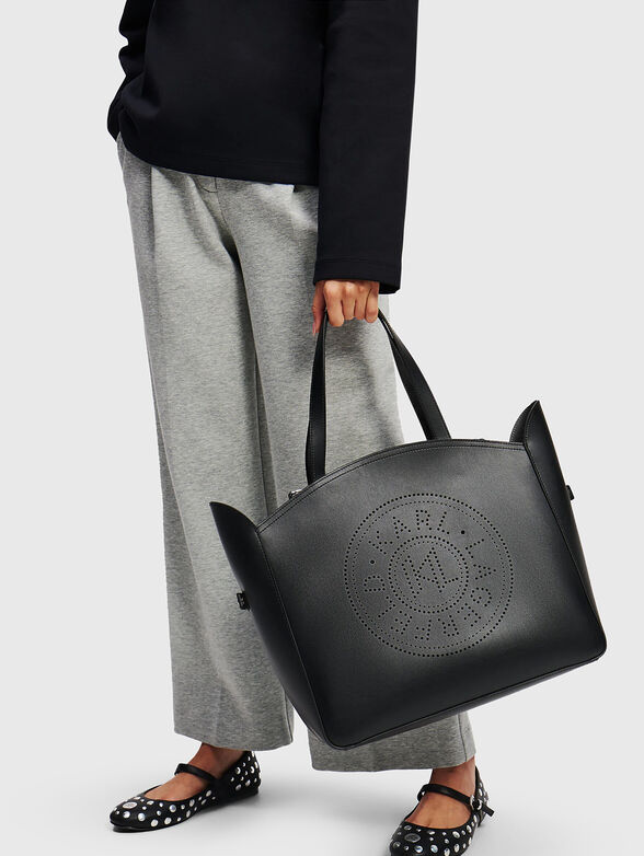 Leather bag with tote bag and logo - 1