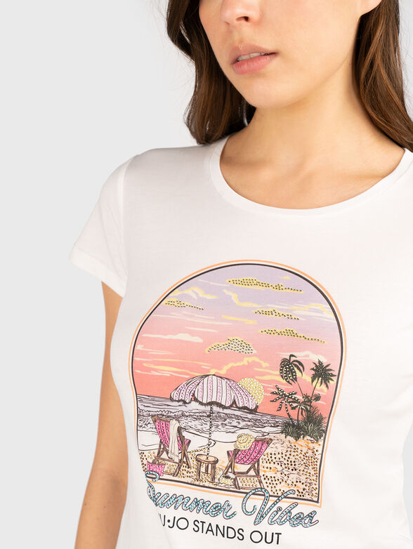 Cotton T-shirt with oval neckline - 3