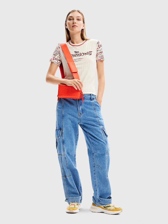 Ribbed stretch T-shirt with contrasting print - 2