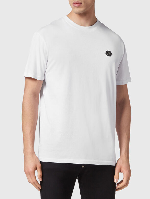 Black cotton T-shirt with a gothic logo print - 1