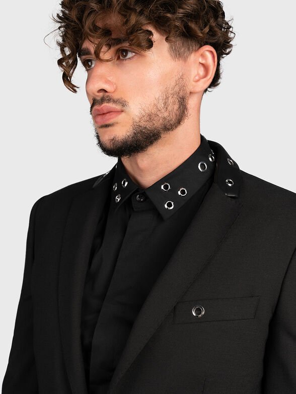 Black blazer with accent collar with eyelets - 5