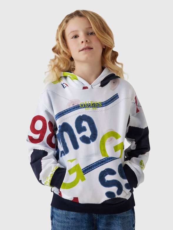 Cotton sweatshirt with hood and logo - 0