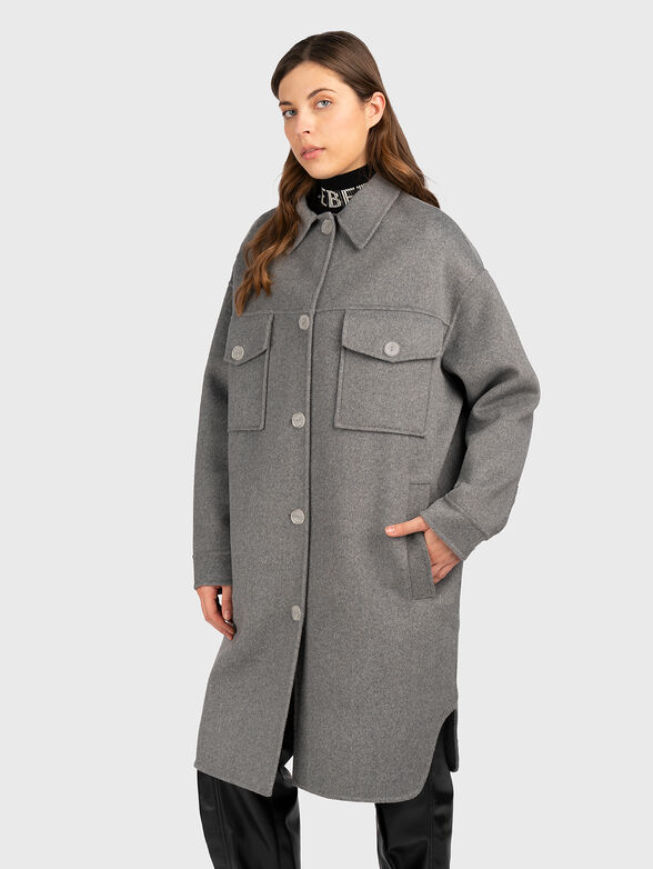 Grey wool blend coat  - 0