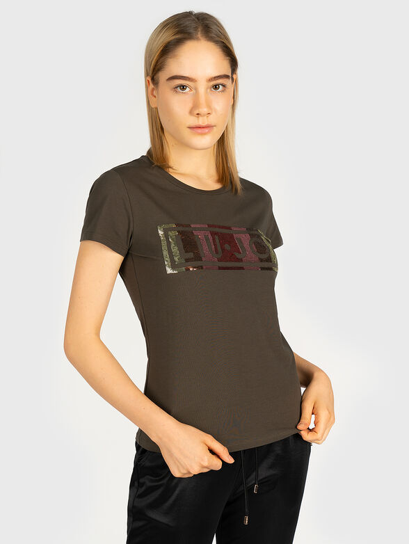 Black t-shirt with colorful sequins - 1