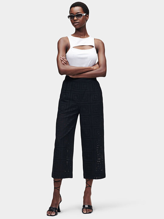 Wide leg trousers with embroidery - 1