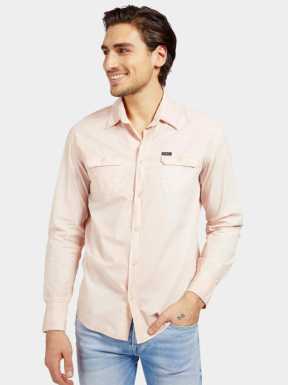 Βαμβακερό πουκάμισο MOSES σε ροζ χρώμα - 1
