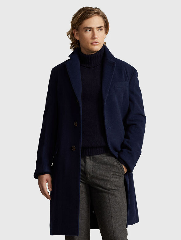 Navy single breasted coat - 0