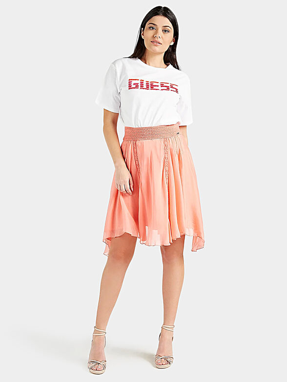 Silk blend skirt with lace details - 2