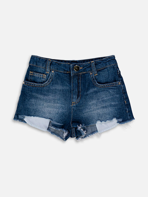 Denim shorts with unfinished hem - 1