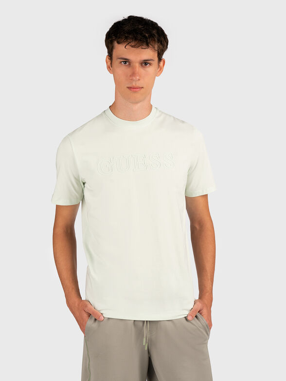 ALPHY beige T-shirt with logo accent - 1