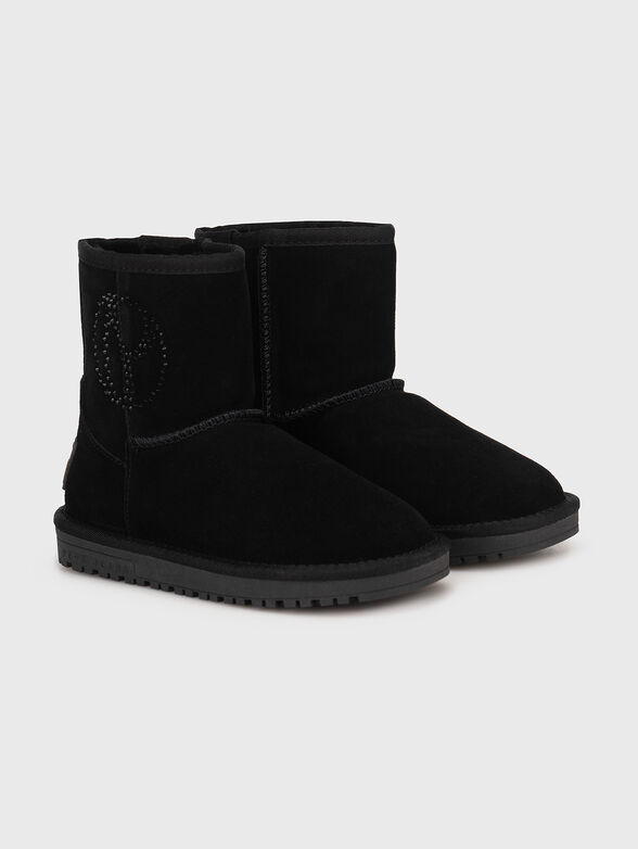 Suede ankle boots with appliqué crystals - 1