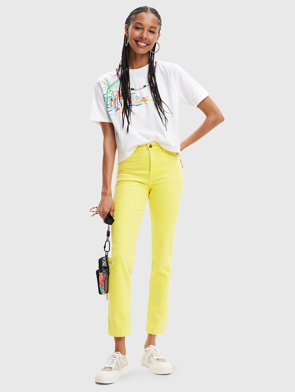 PALMER white T-shirt with print and beads - 2