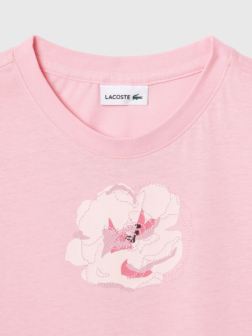 Pink t-shirt with flower detail - 2