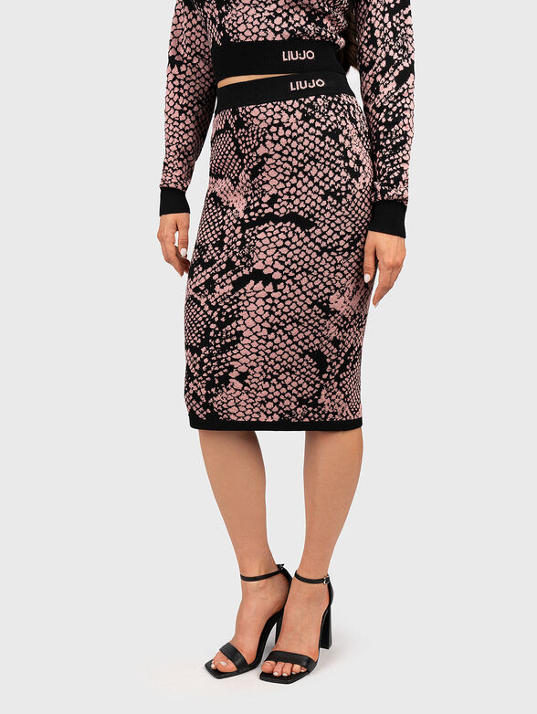 Knit skirt with animal print - 1