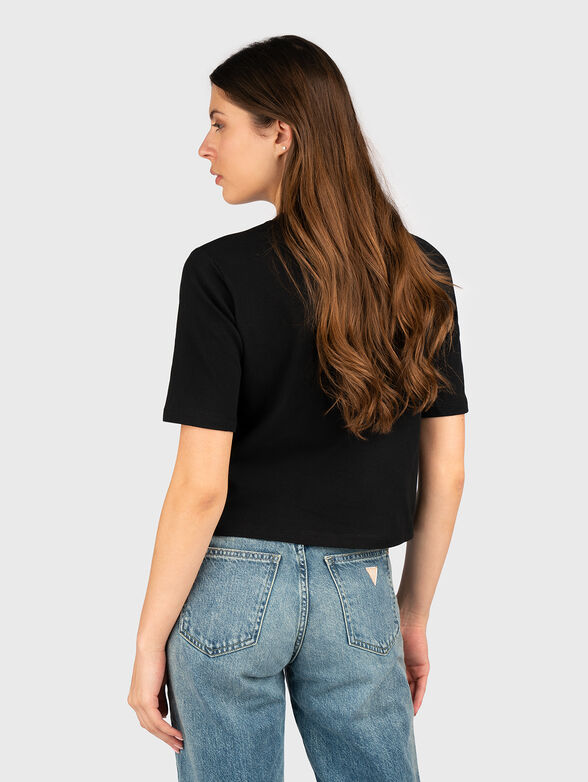 Cotton T-shirt with print and rhinestones - 3