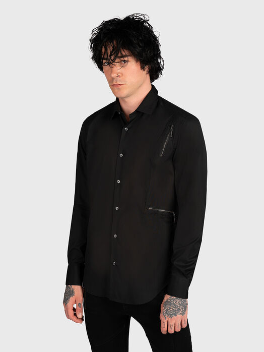 Black shirt with accent zips