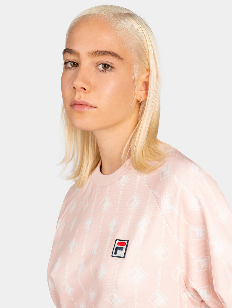 Sweatshirt in pale pink color with logo print - 3
