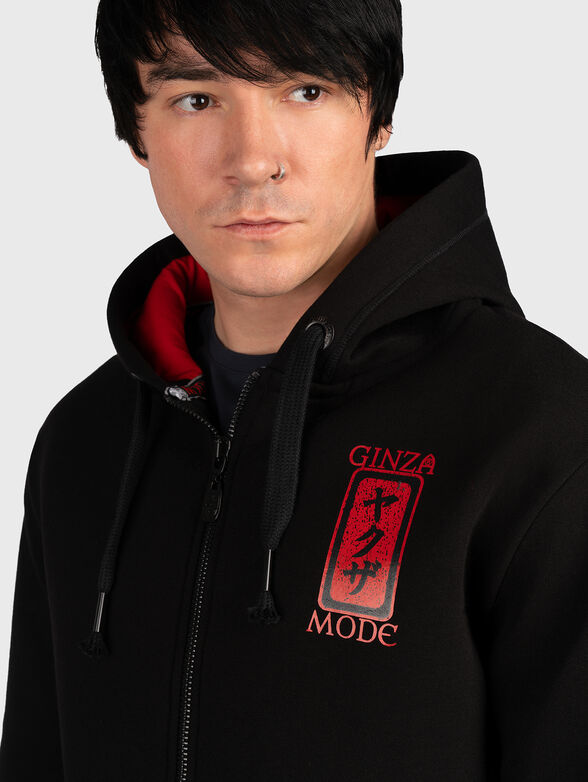 HZ019 black hooded sweatshirt with print - 3