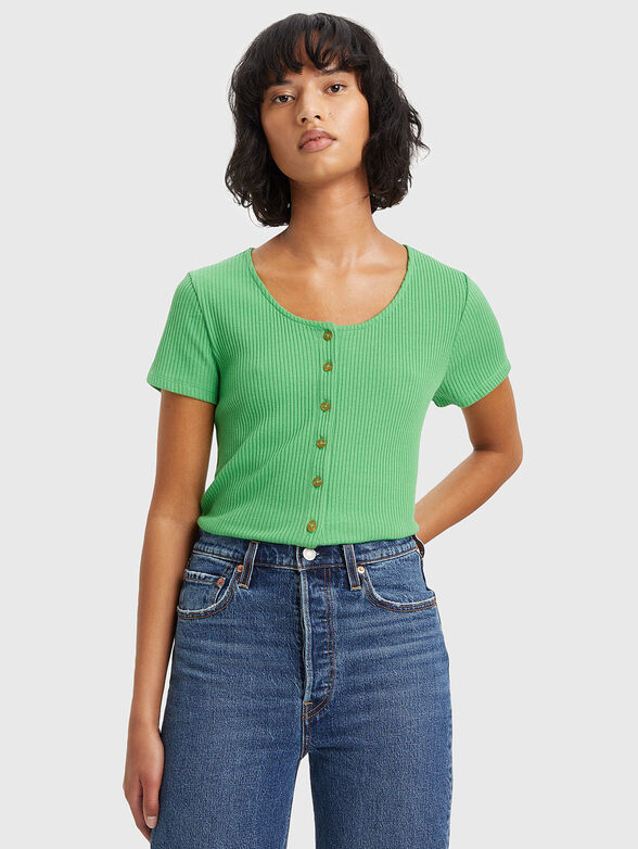 LIME green top with buttons - 1