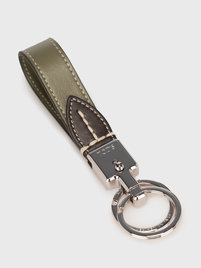 Green leather keyring - 2