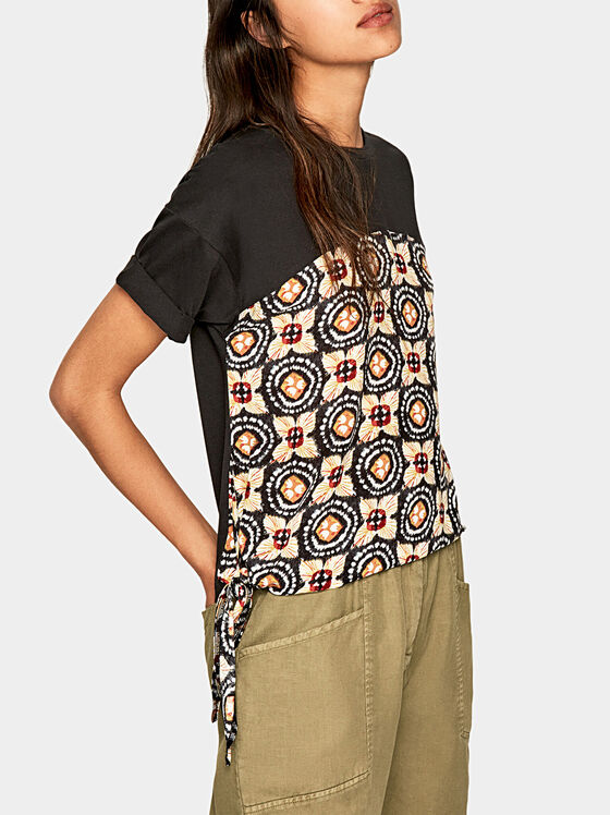 FREEDOM T-shirt with floral print and laces - 1