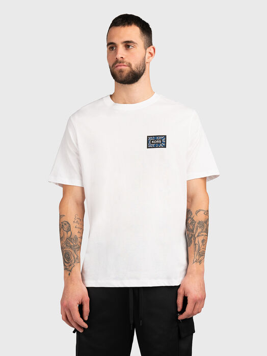 MESH BLOCK round neck T-shirt