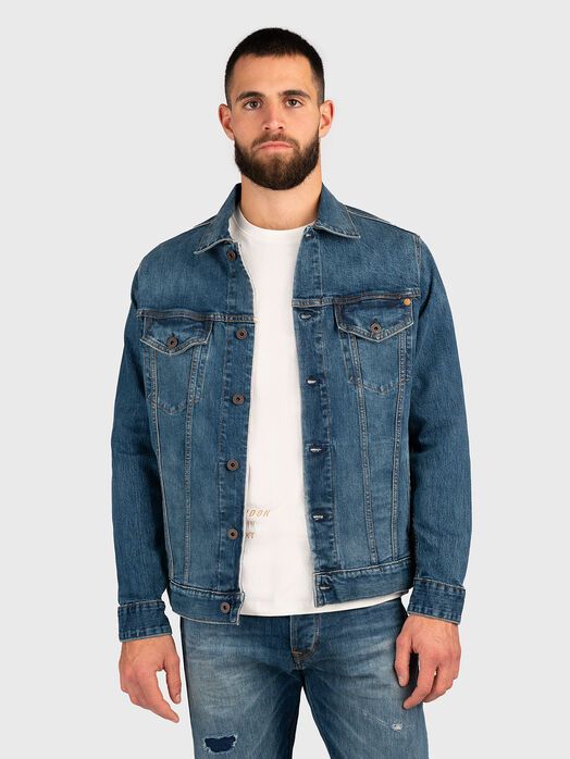 Denim jacket with logo patch