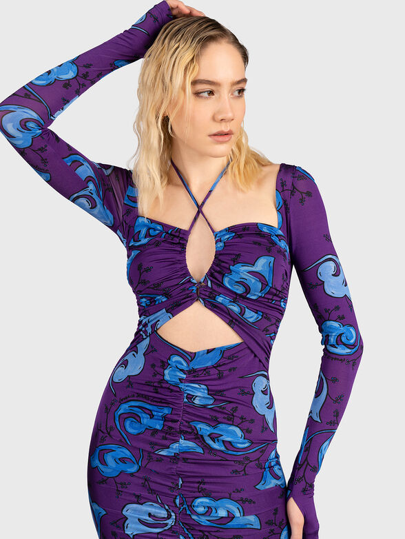 Purple dress with contrasting print - 4