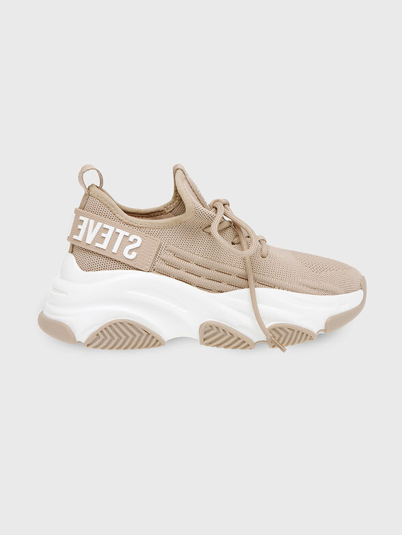 Beige sneakers with contrasting logo - 1