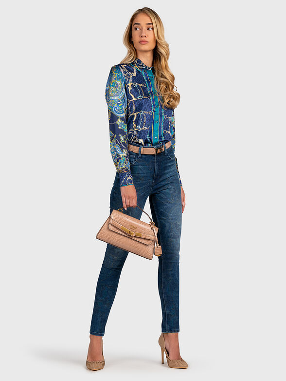 High-waisted jeans with paisley motifs - 4