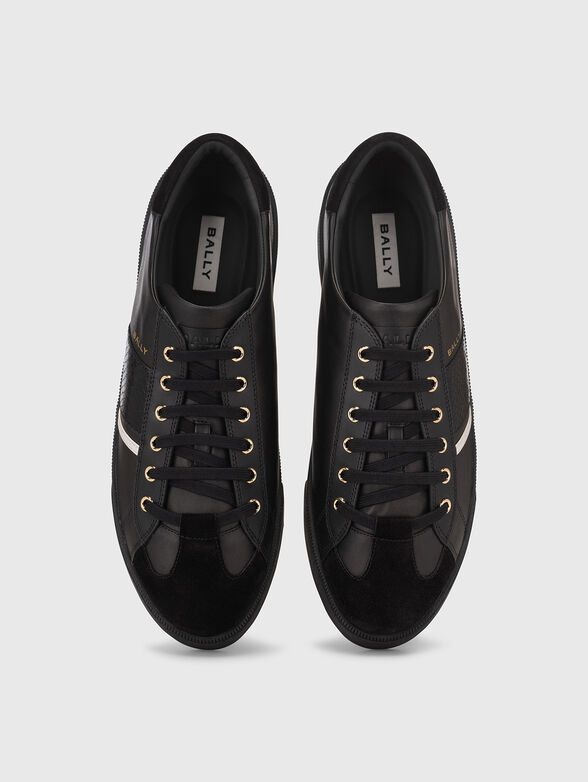 Black sneakers with metal logo accent - 6