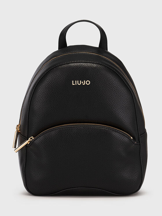 Black backpack with metal logo accent - 1