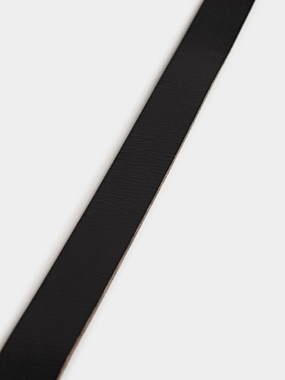 Black leather belt with metal buckle - 3