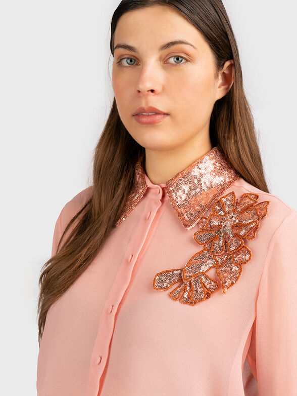Shirt with floral accent and sequins - 3