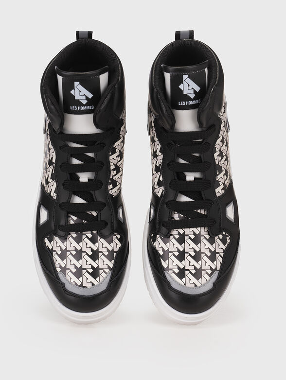 Logo-motif leather sneakers - 5