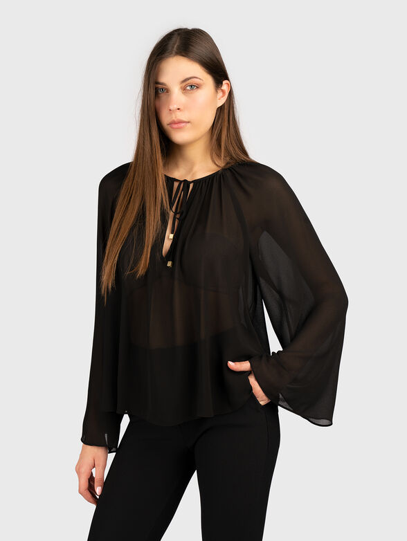 Long sleeve blouse with sheer effect - 0