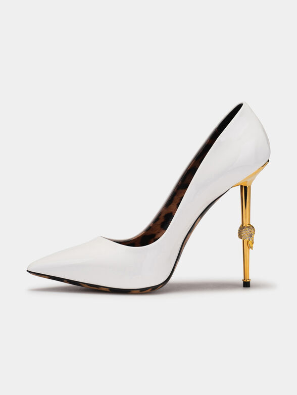 Beige high-heeled shoes with logo accent - 4
