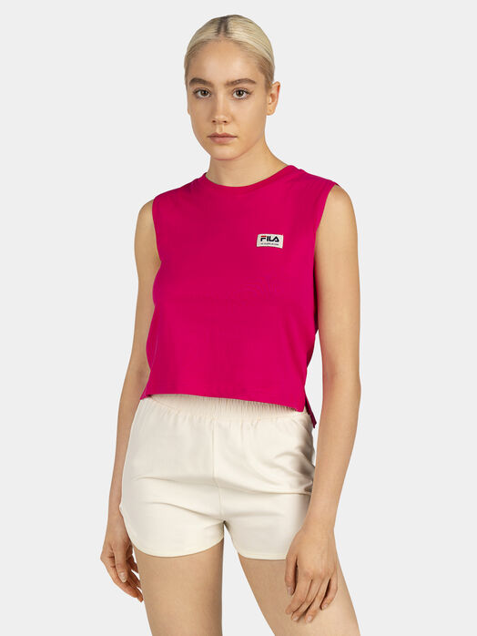 TAGGIA cropped top with contrasting logo detail