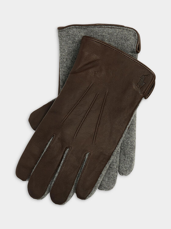 Brown gloves with logo - 1