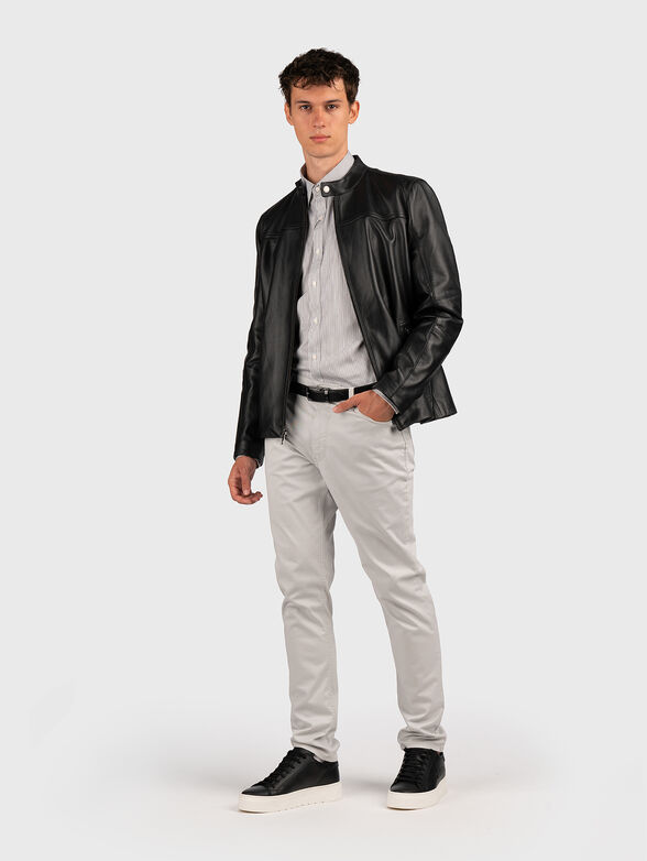 Leather biker jacket - 1
