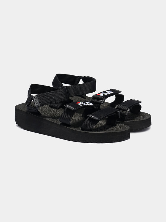 Μαύρα σανδάλια TOMAIA με λουράκια velcro  - 2
