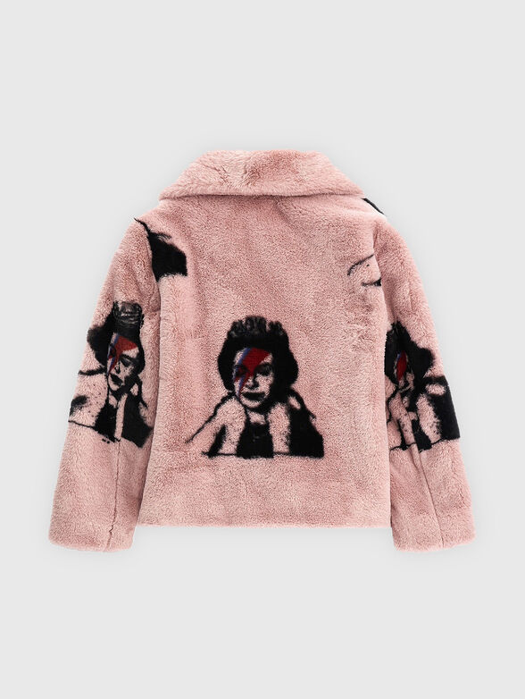 Faux fur coat with art print - 3