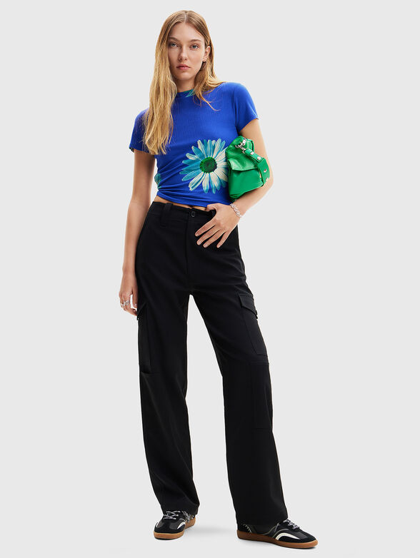 Knitted T-shirt with floral details  - 2
