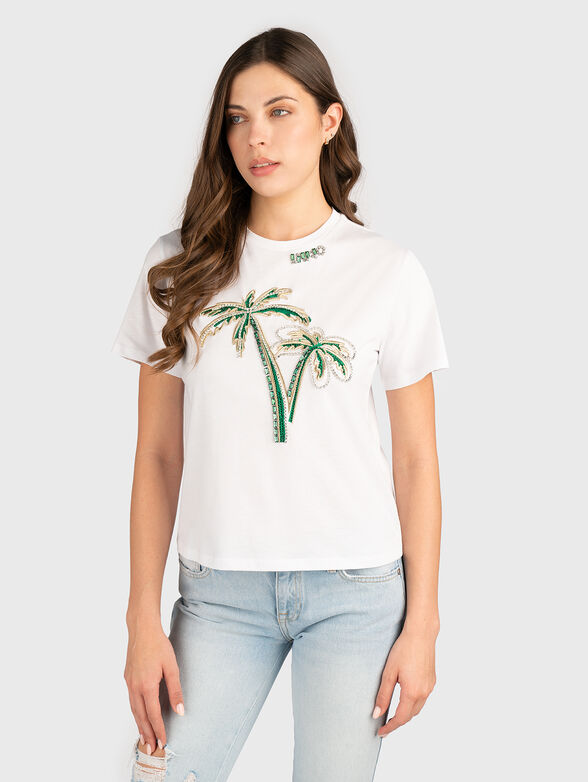 T-shirt with rhinestones in blue - 1
