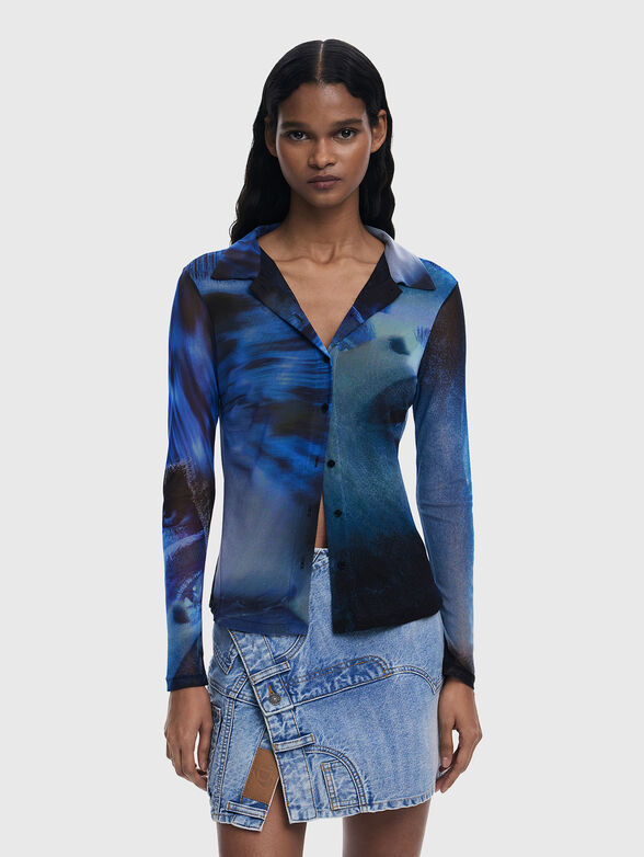 Tulle shirt with abstract print - 0