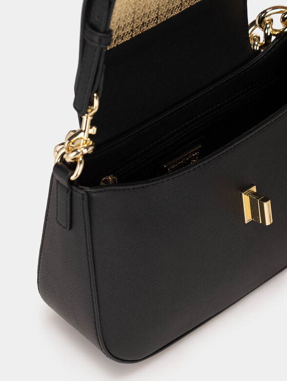 Black eco leather bag with metal logo - 4